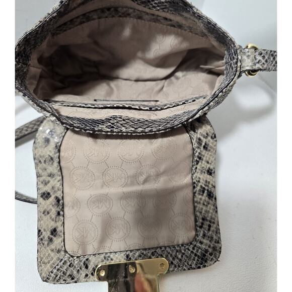 Michael Kors Charlton Crossbody Snakeskin Leather Buckle Adjustable Strap Small - Picture 10 of 13